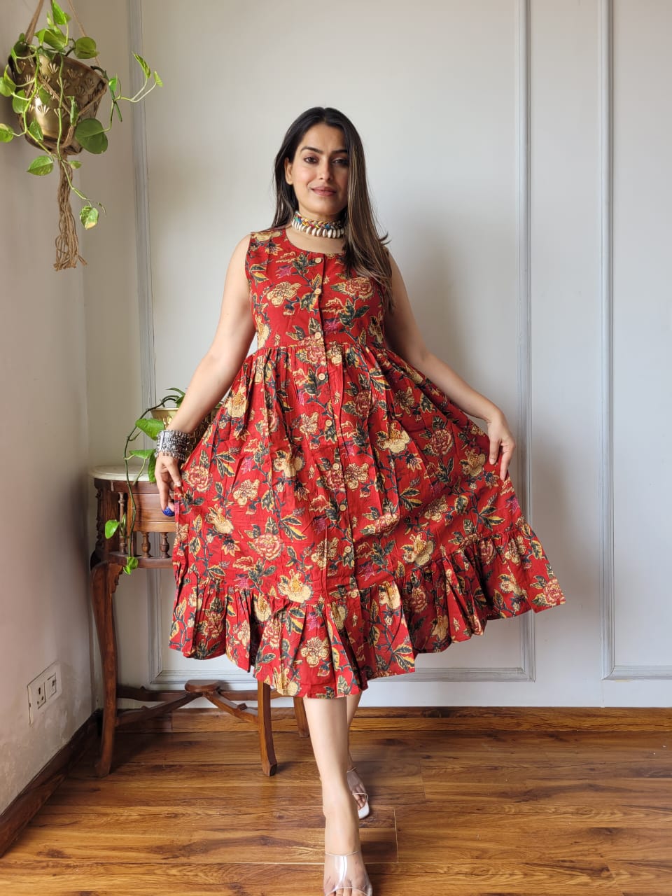 Premium Handblock Print Original Cotton Kurtis Sleeveless One Piece Dress