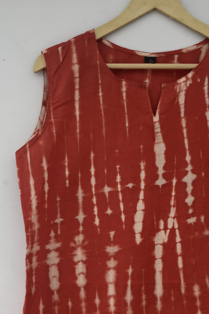 Cotton sleeveless tops kurti handblock print handmade natural colors