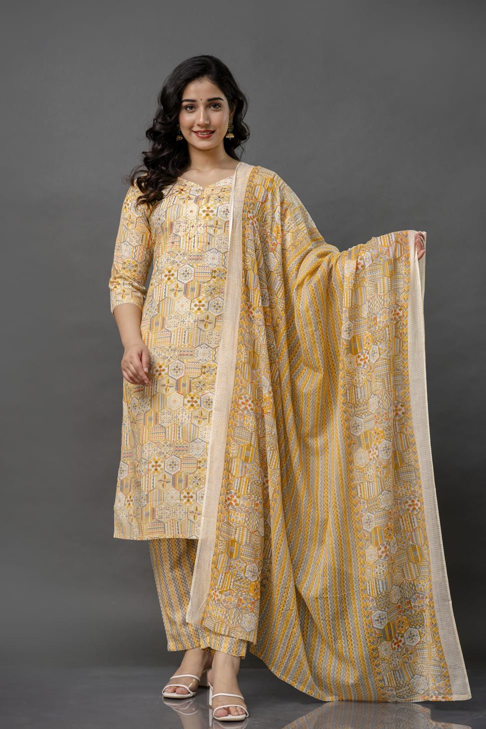 Jaipuri suits cotton kurti pant dupatta sanganeri print dress