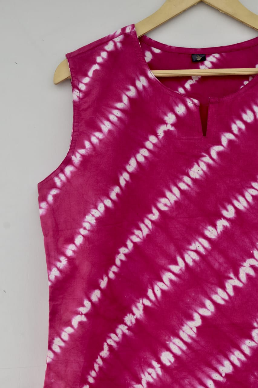 Cotton sleeveless tops kurti handblock print handmade natural colors