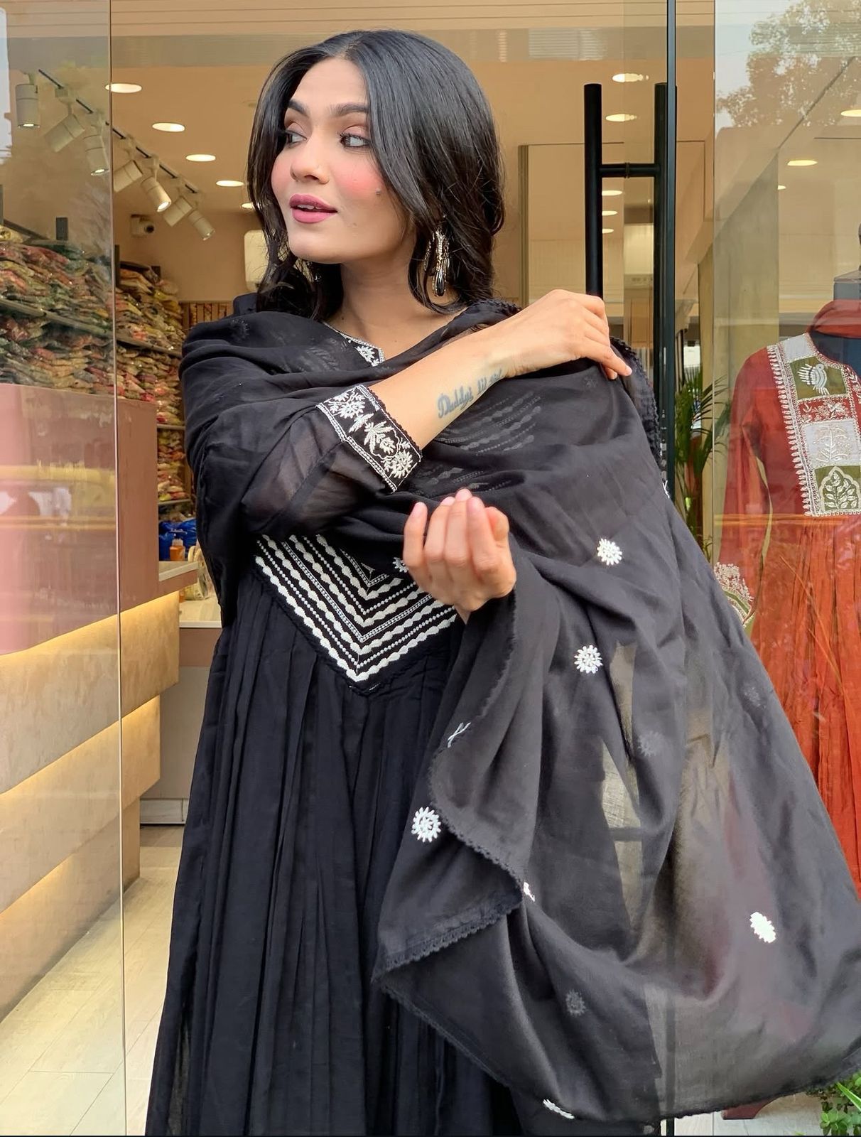 Premium Quality Cotton Kurti Pant Dupatta Embroidery On Neck