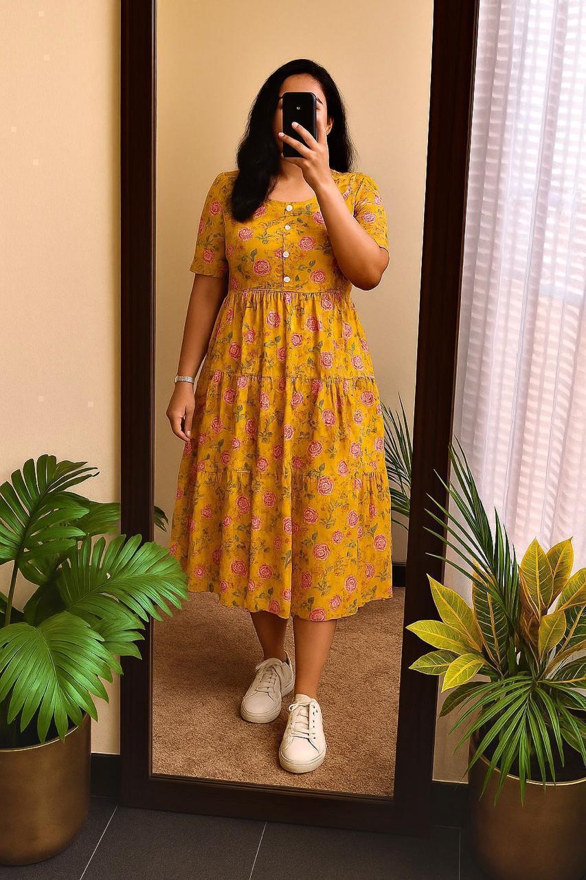 Midi Frock Printed Cotton