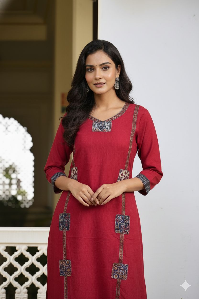 Cotton Kurti Pant with beautiful patch work