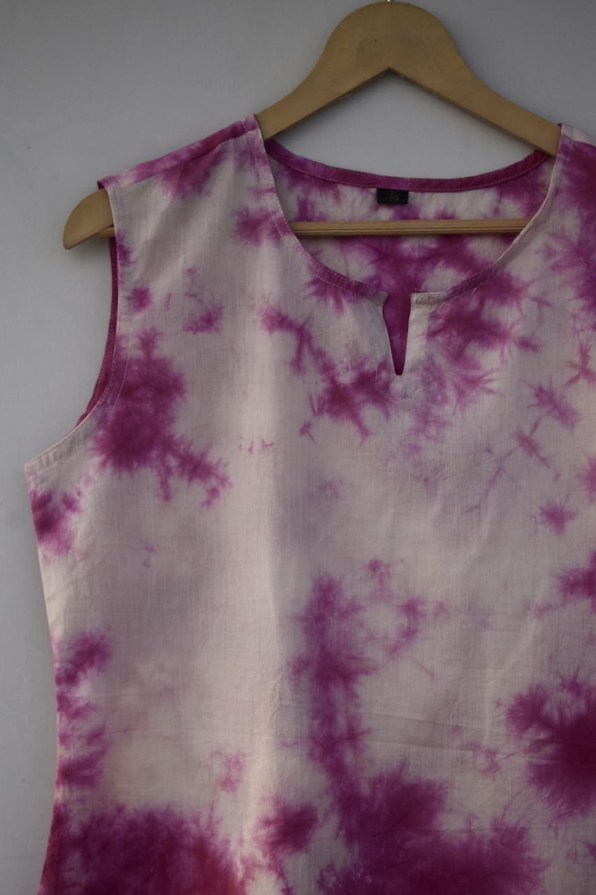 Cotton sleeveless tops kurti handblock print handmade natural colors