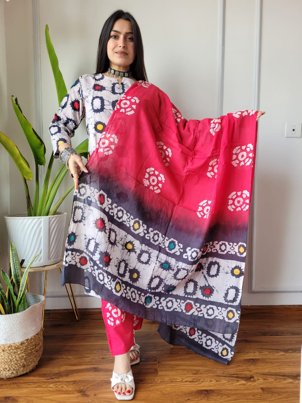 Premium Quality Handblock Print Cotton Suits Kurti Pant Dupatta Set