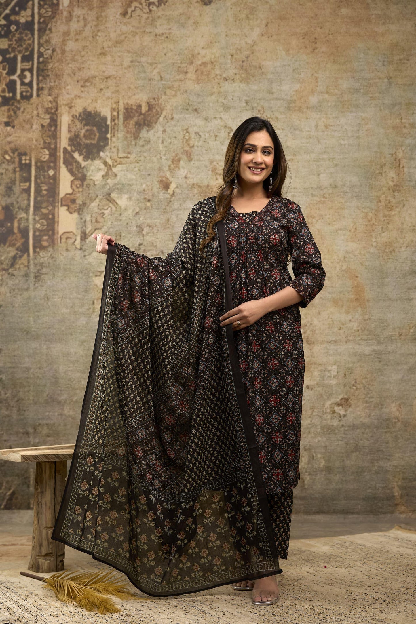 Jaipuri suits cotton kurti pant dupatta sanganeri print dress