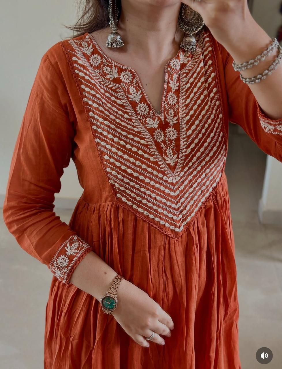 Premium Quality Cotton Kurti Pant Dupatta Embroidery On Neck