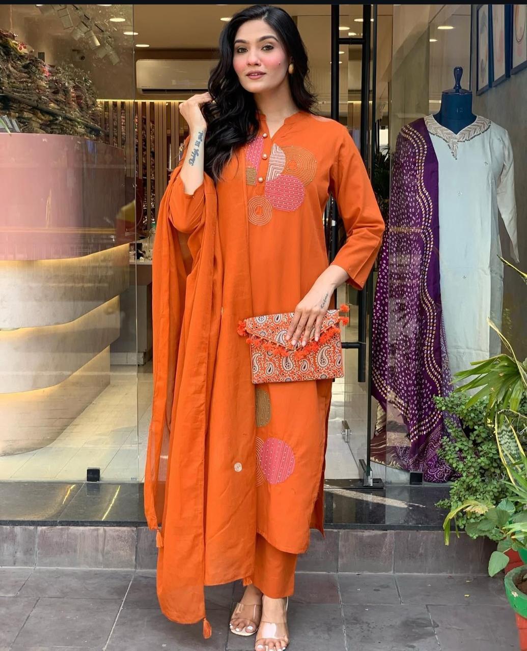 Designer Suit Jaipuri Cotton Kurti Pant Dupatta Premium Quality Wholesale Price