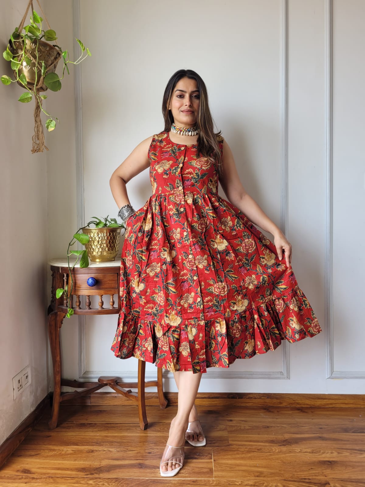 Premium Handblock Print Original Cotton Kurtis Sleeveless One Piece Dress