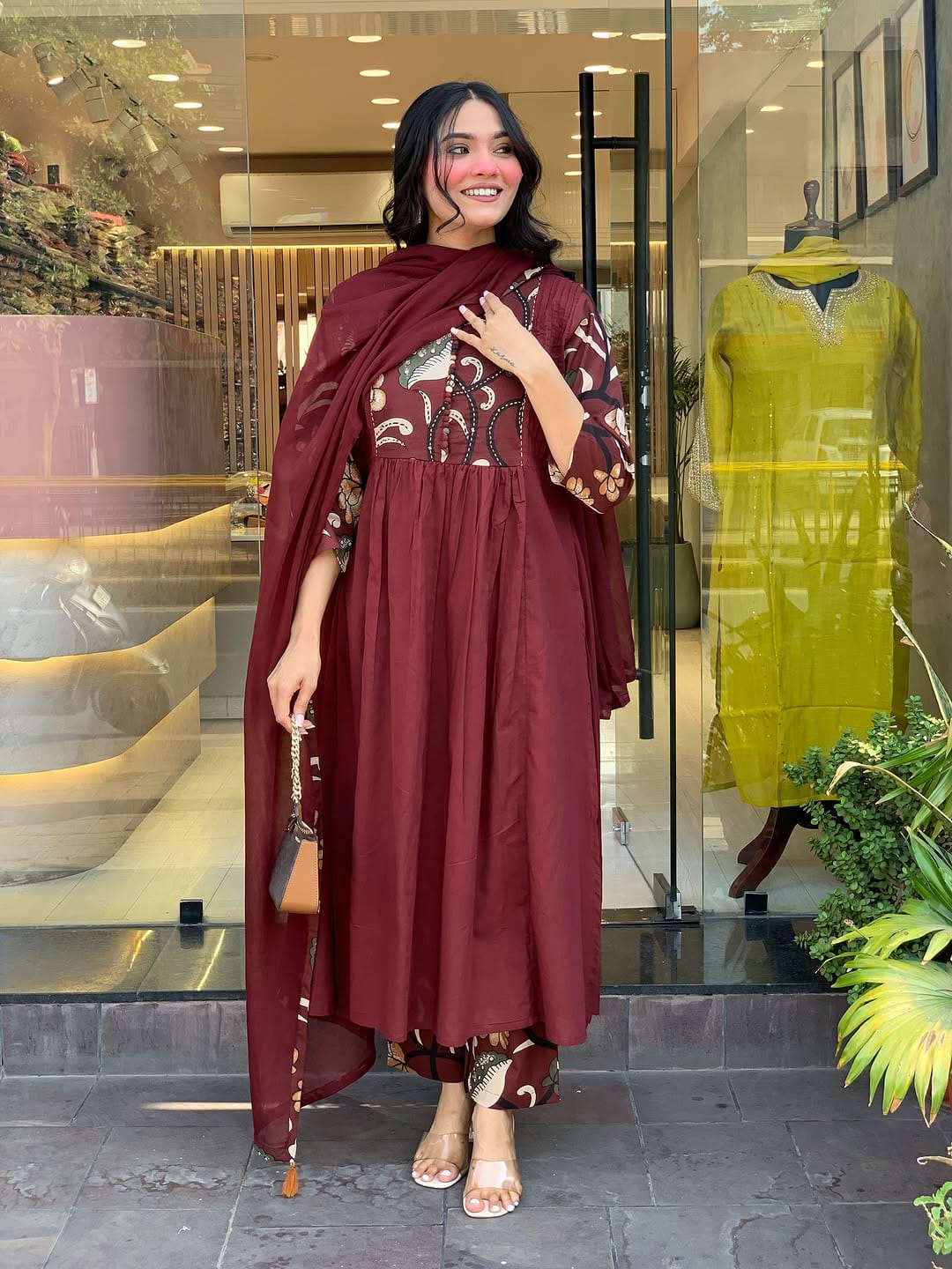 Heavy Kurti Pant Dupatta suit set which is beautiful decorated with intricate hand embroidery