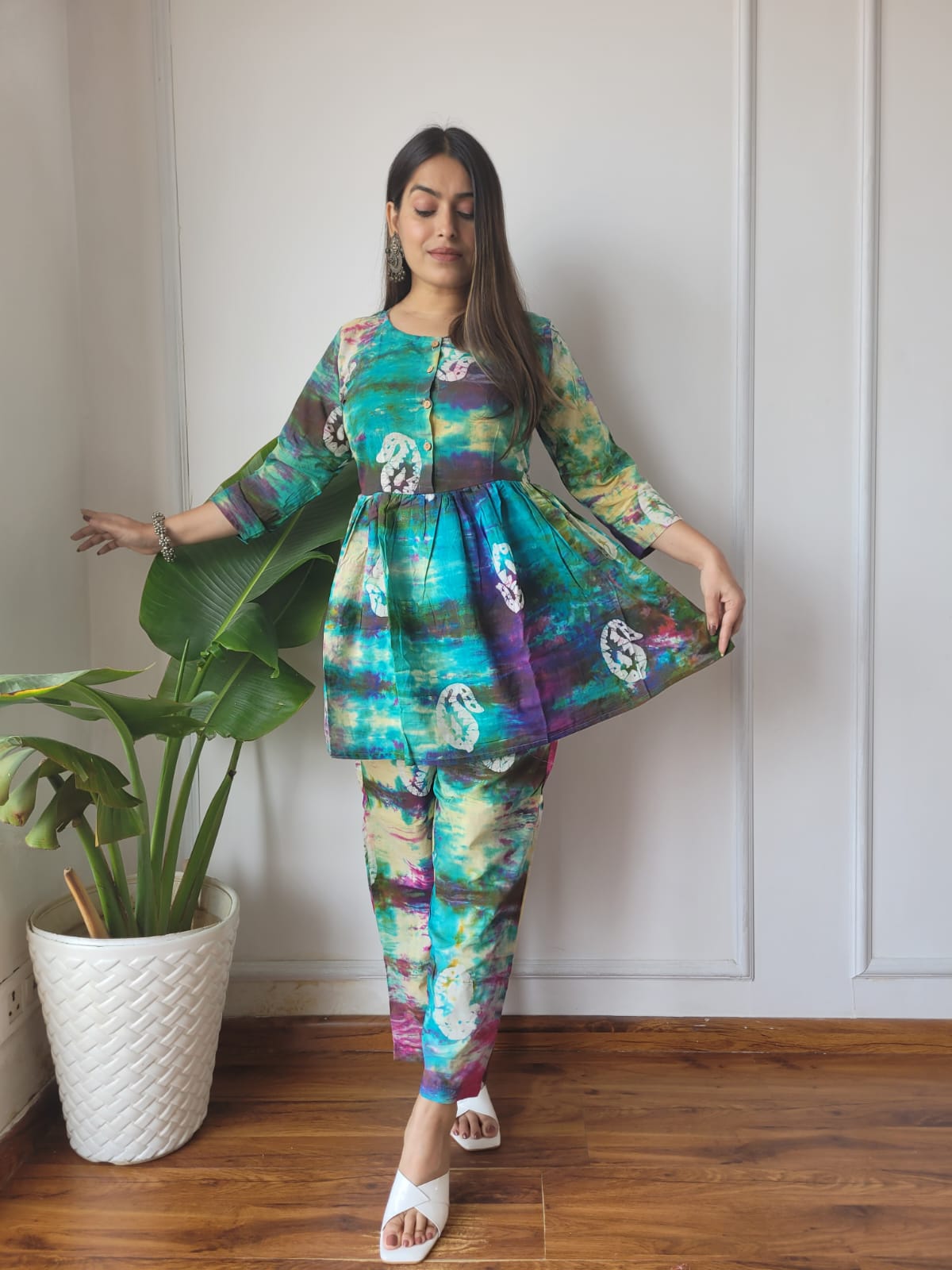 Cotton Handblock Print Women Co-ord Sets Kurti Pant