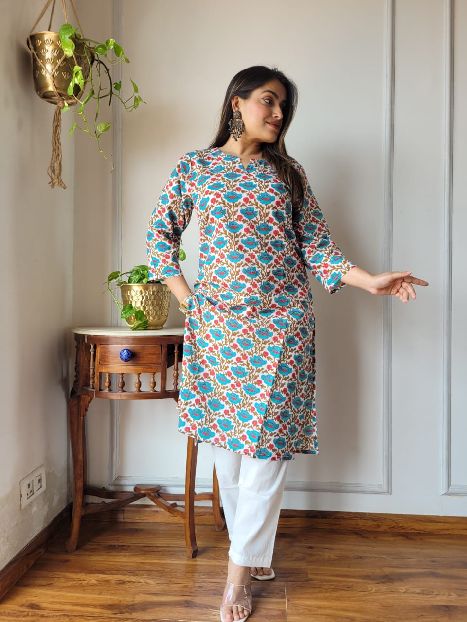 Handblock Print Cotton Kurti Pant