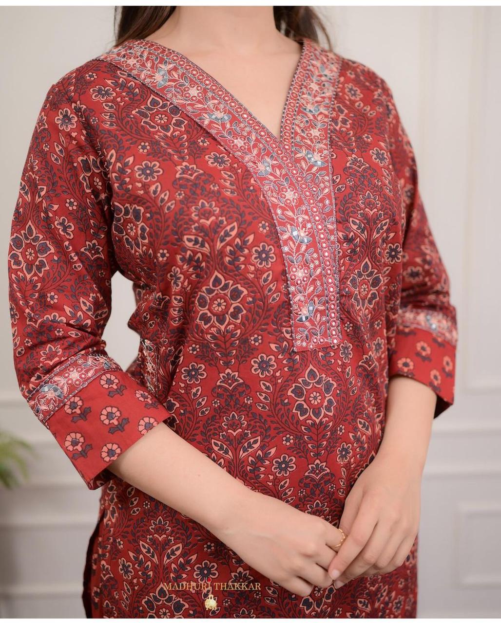 Afghani Suit Kurti Pant Dupatta Cotton