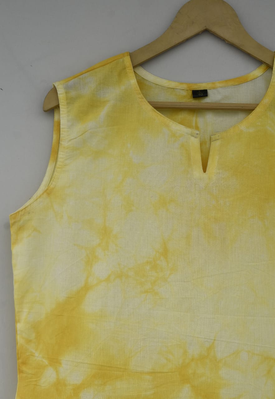 Cotton sleeveless tops kurti handblock print handmade natural colors