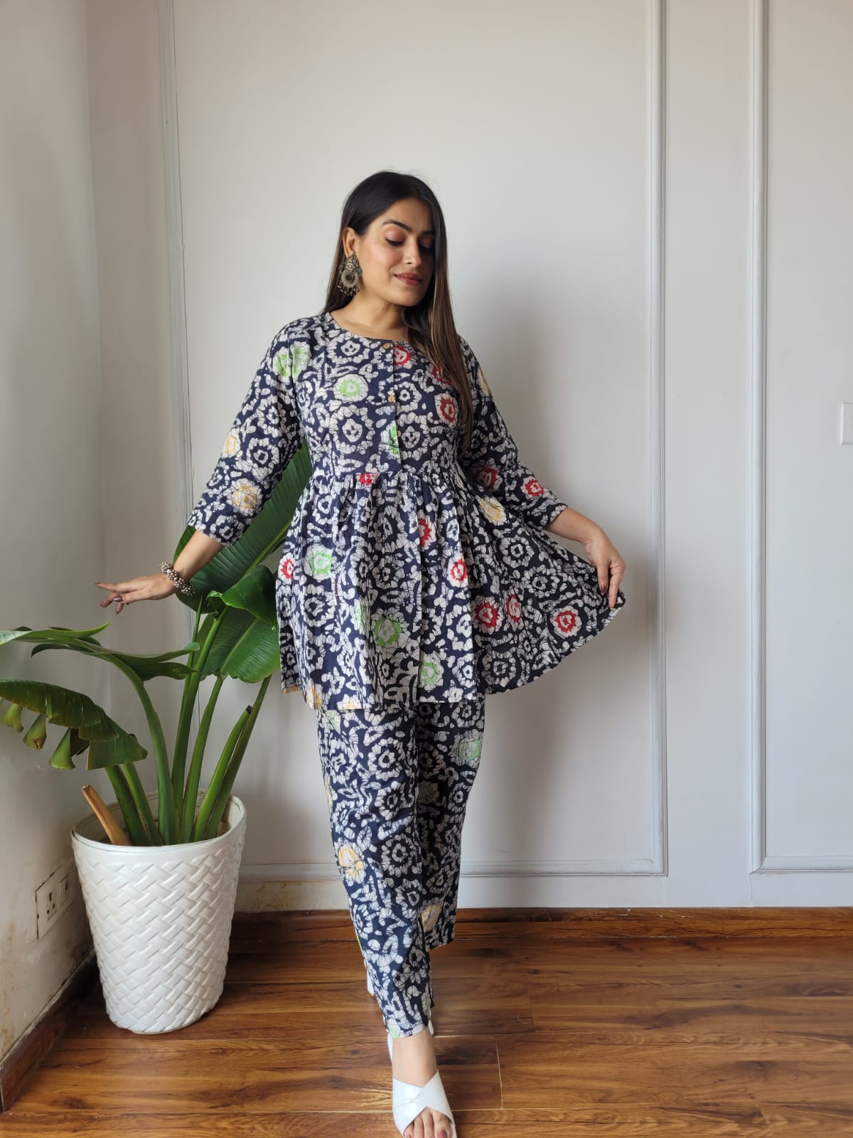 Cotton Handblock Print Women Co-ord Sets Kurti Pant