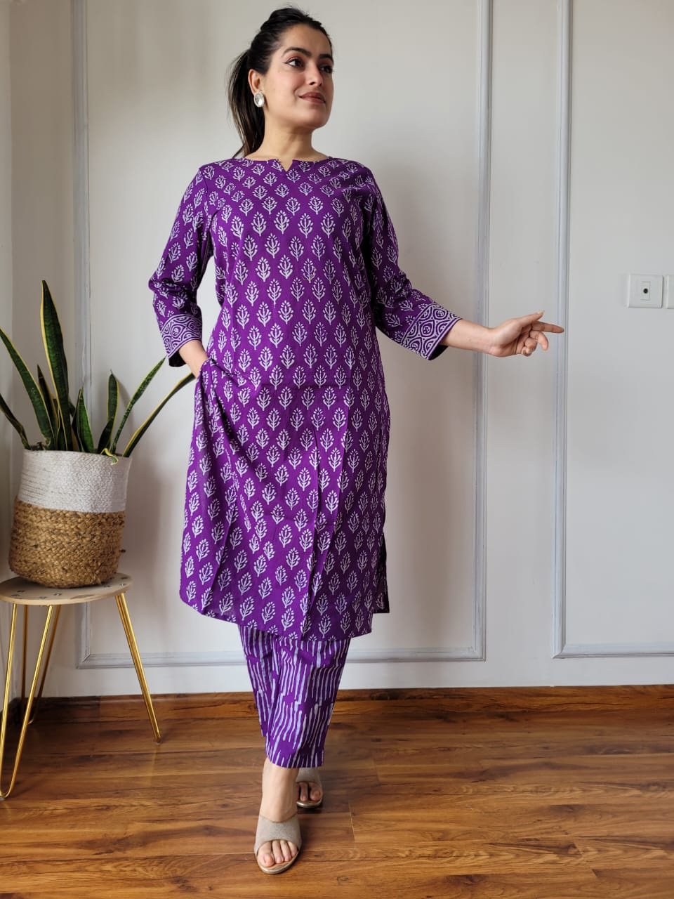 Handblock Print Cotton Kurti Pant