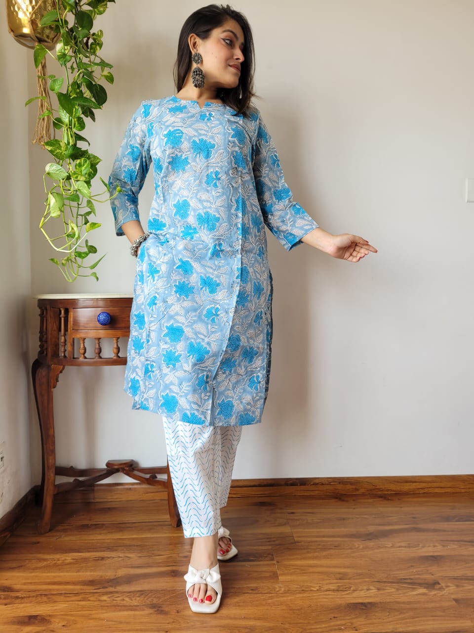 Handblock Print Cotton Kurti Pant