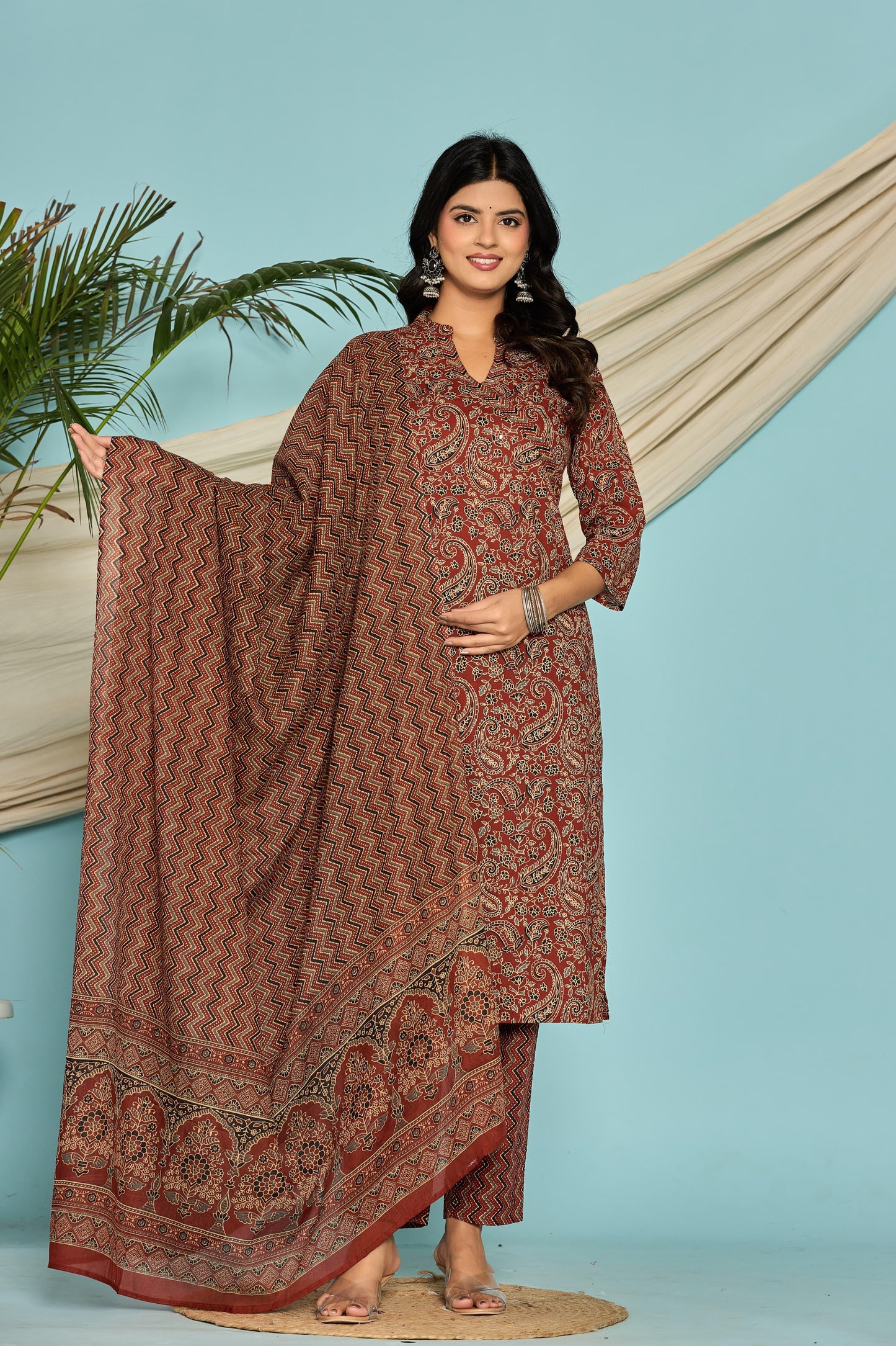 Jaipuri suits cotton kurti pant dupatta sanganeri print dress
