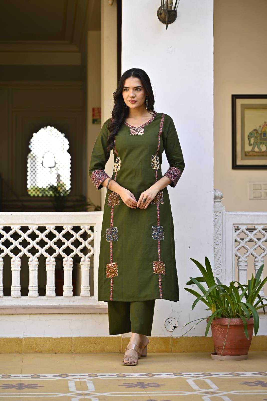 Cotton Kurti Pant with beautiful patch work