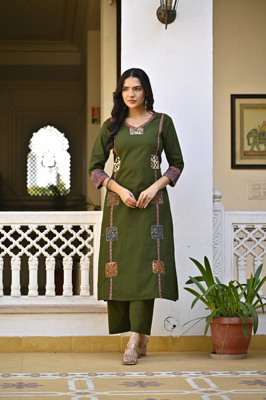 Cotton Kurti Pant with beautiful patch work