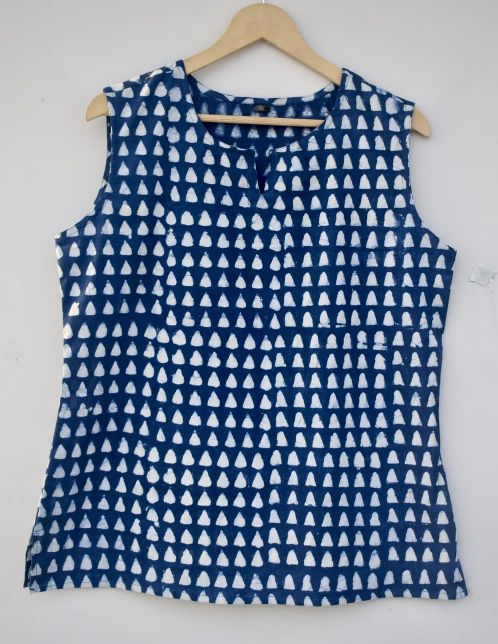 Cotton sleeveless tops kurti handblock print handmade natural colors