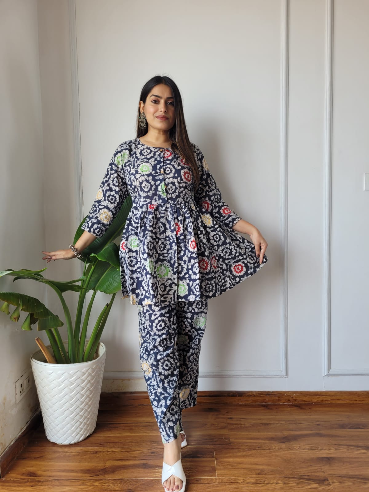 Cotton Handblock Print Women Co-ord Sets Kurti Pant