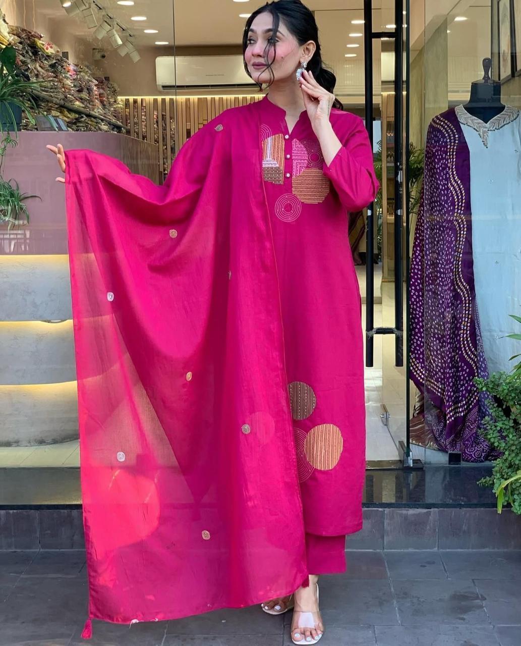 Designer Suit Jaipuri Cotton Kurti Pant Dupatta Premium Quality Wholesale Price