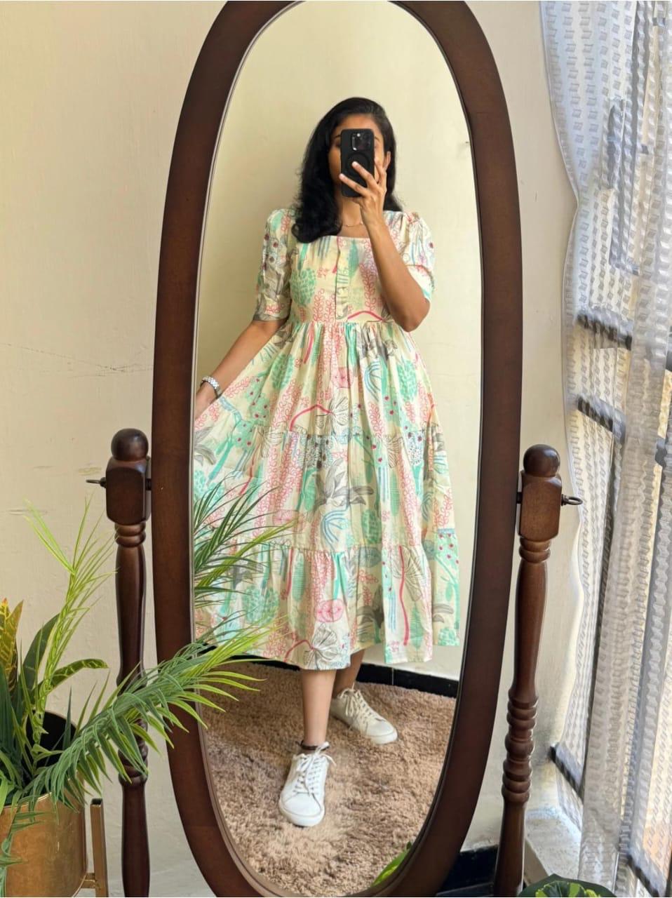 Printed Premium Cotton Midi Kurti Casual Wear