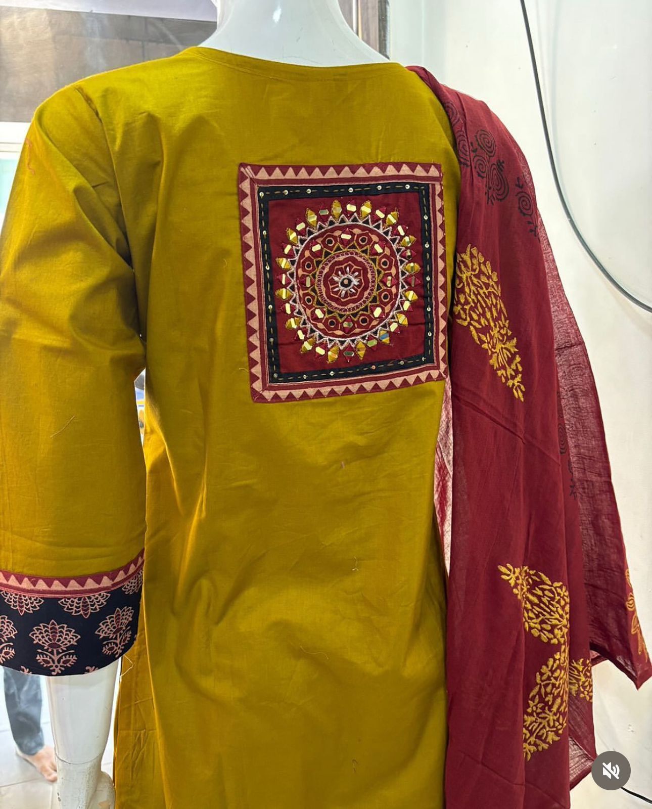 Pure cotton kurti with classy embroidery work on yoke