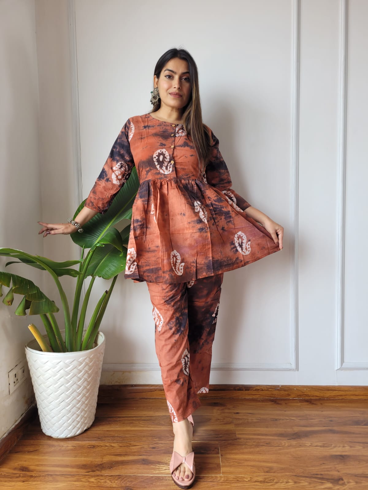 Cotton Handblock Print Women Co-ord Sets Kurti Pant