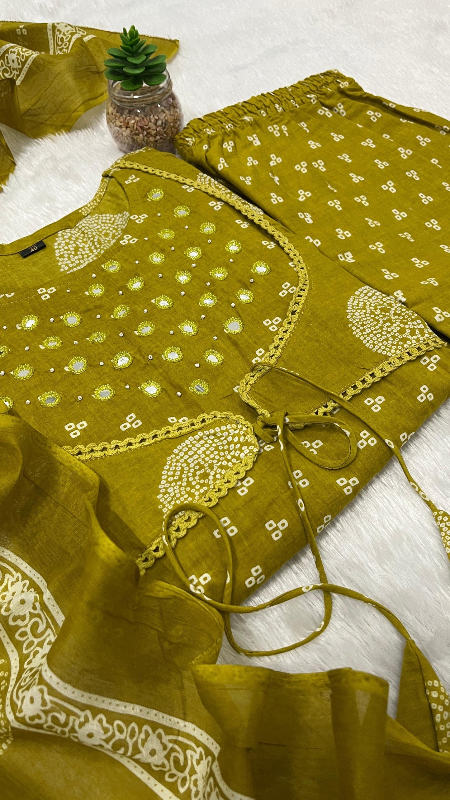 Anarkali Cotton Suit With Shrug Pattern Kurti Pant Dupatta Set