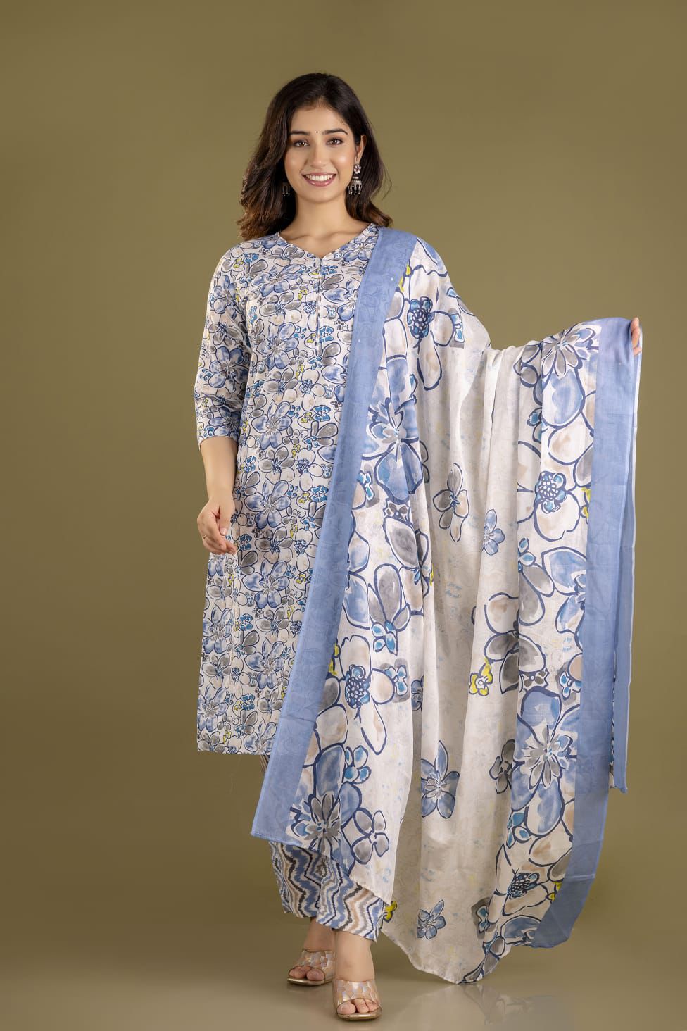 Jaipuri suits cotton kurti pant dupatta sanganeri print dress