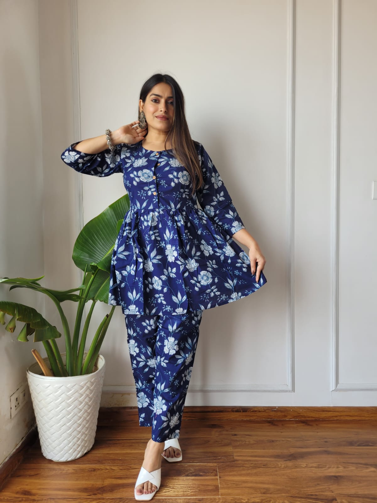 Cotton Handblock Print Women Co-ord Sets Kurti Pant