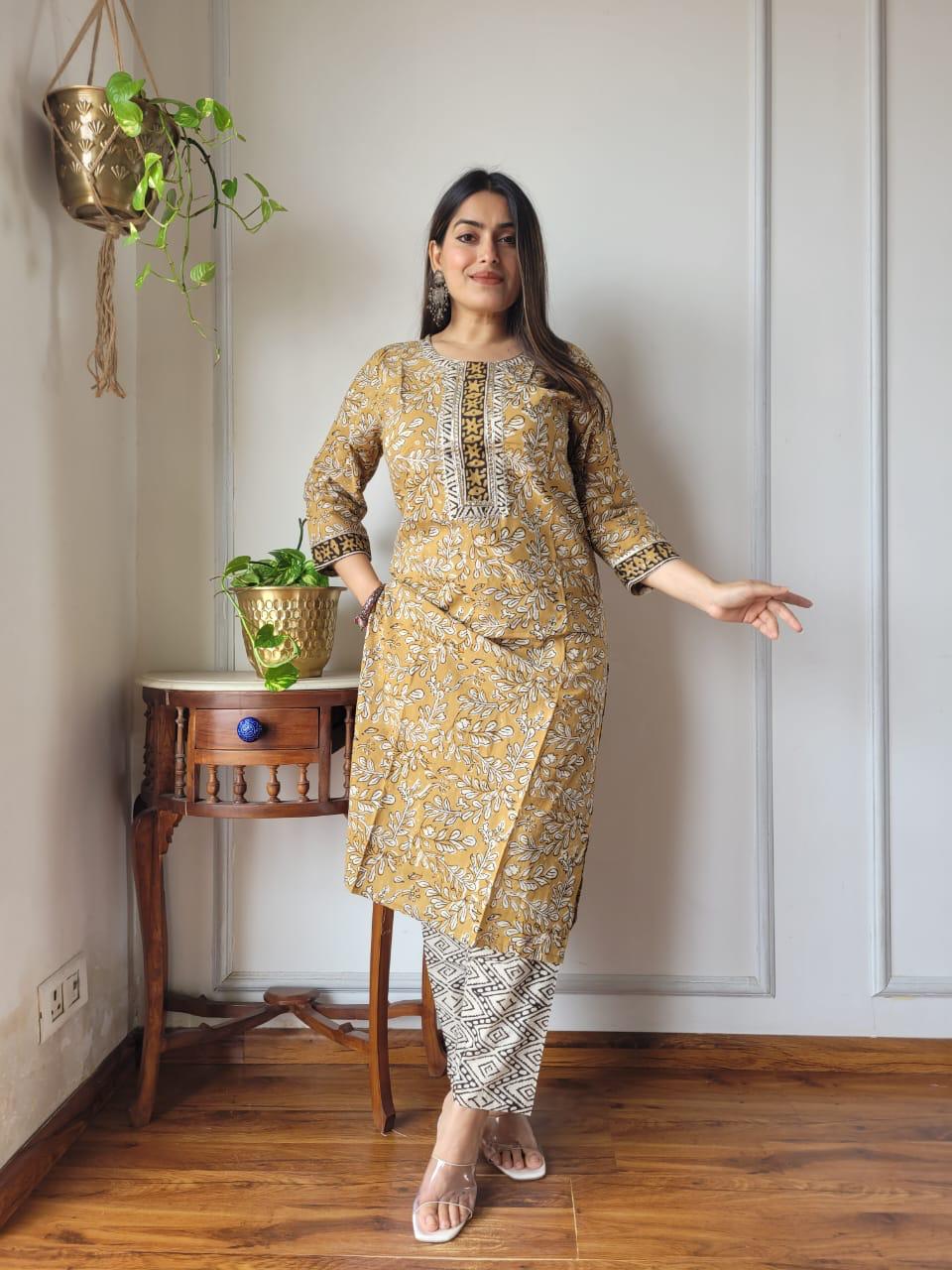 Handblock Print Cotton Kurti Pant