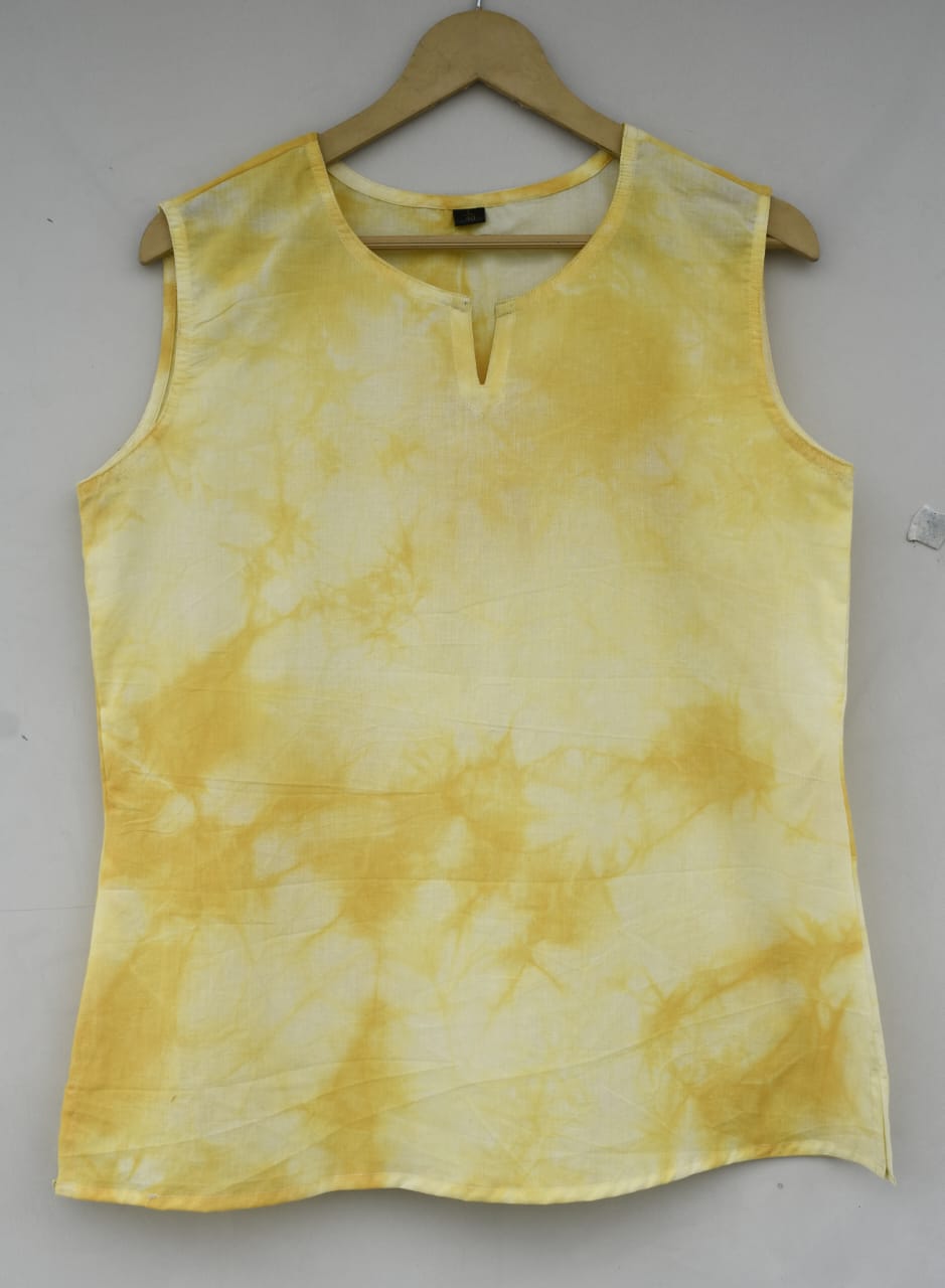 Cotton sleeveless tops kurti handblock print handmade natural colors