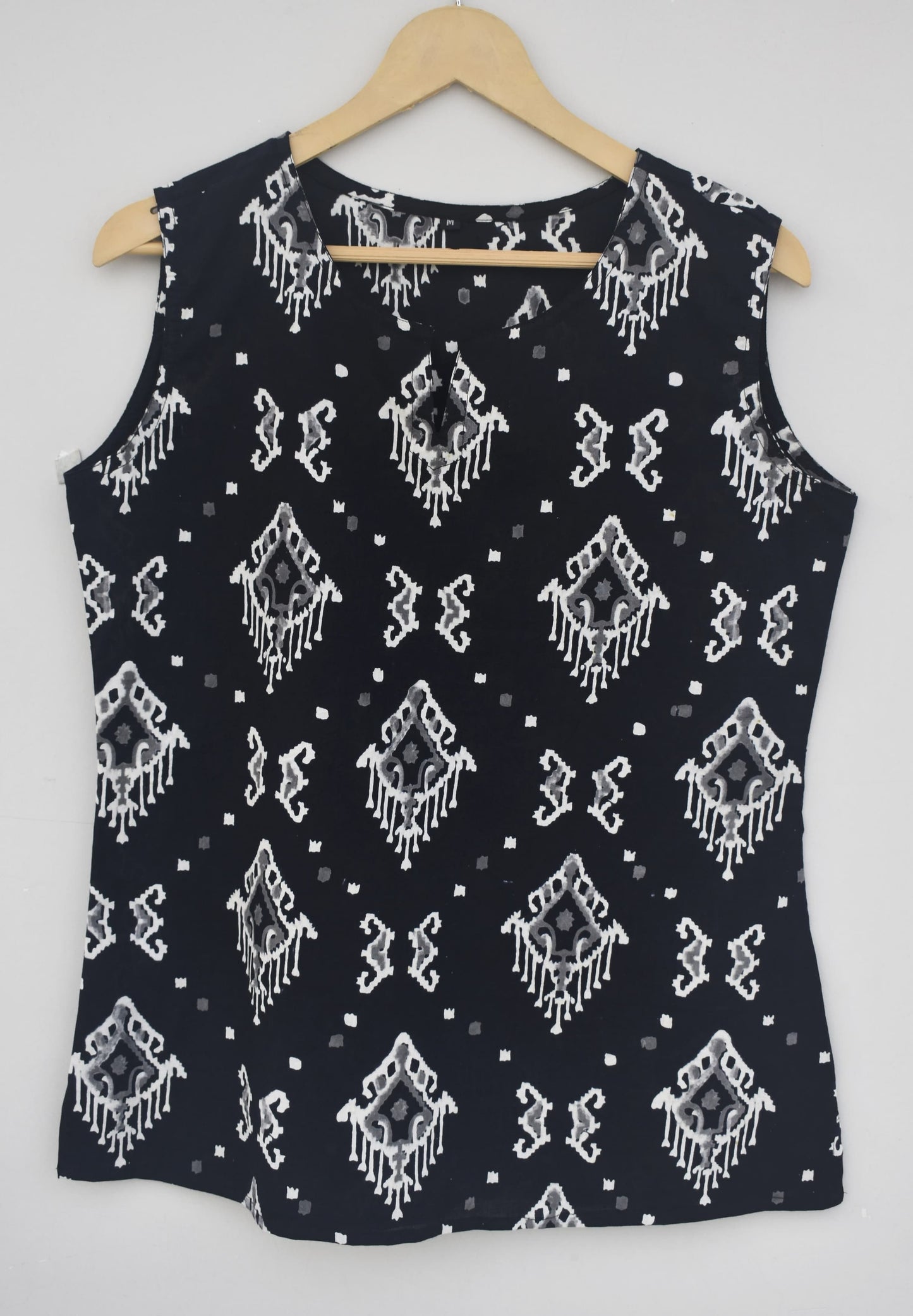 Cotton sleeveless tops kurti handblock print handmade natural colors