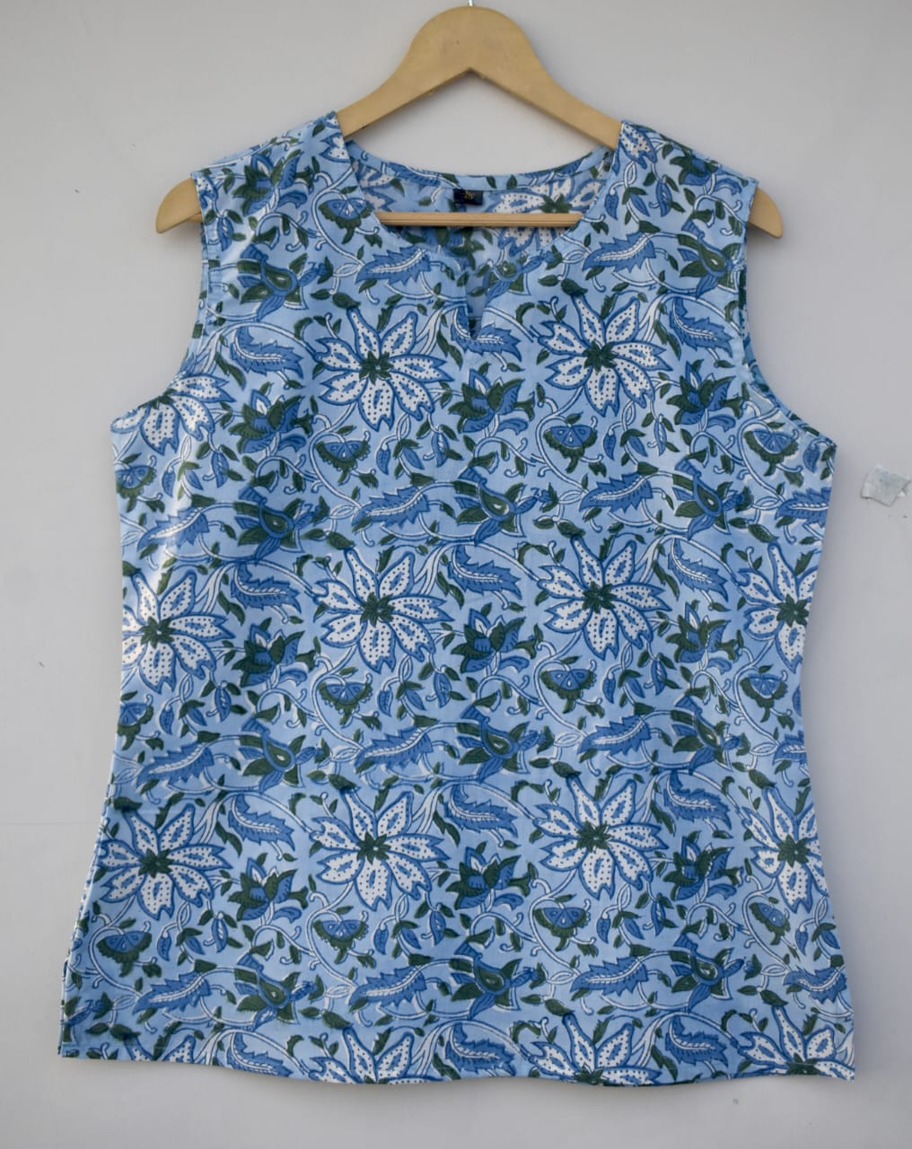 Cotton sleeveless tops kurti handblock print handmade natural colors