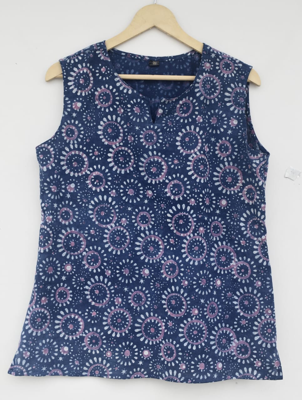 Cotton sleeveless tops kurti handblock print handmade natural colors